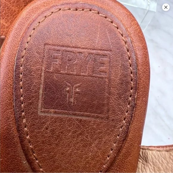 Frye Fran X Stitch Leather 5" High Wood Heels Boho Shoes Brown Sandals Copper 9 - Picture 6 of 14